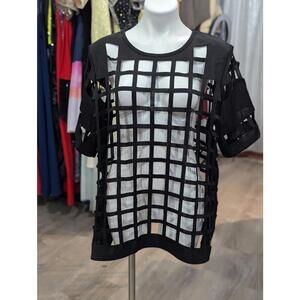 Windowpane Cut Out Blouse
